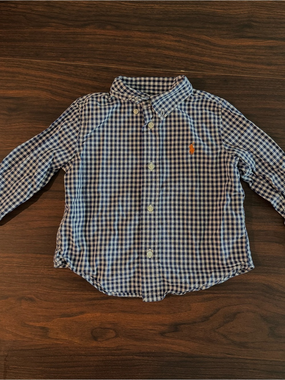 Ralph Lauren Blue and White Gingham Button-Down Shirt for Kids